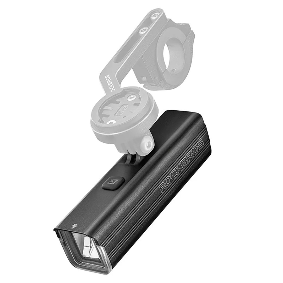 Lampka rowerowa przednia 5000mAh 1500lm IPX6 mocowanie Garmin i GoPro - czarna ROCKBROS