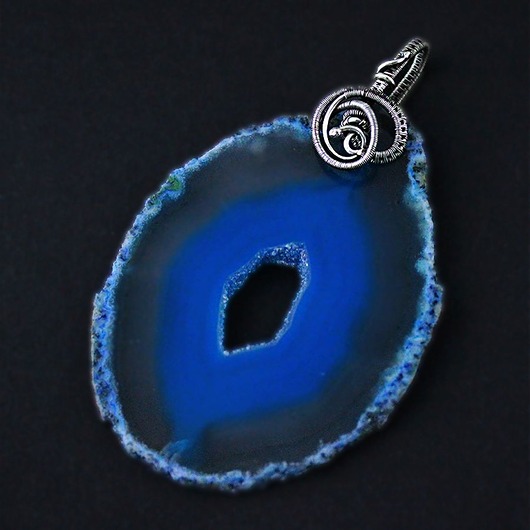 Kylie - duży wisior wire-wrapping z agatem