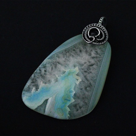 Amora - bardzo duży wisior z agatem, wire-wrapping