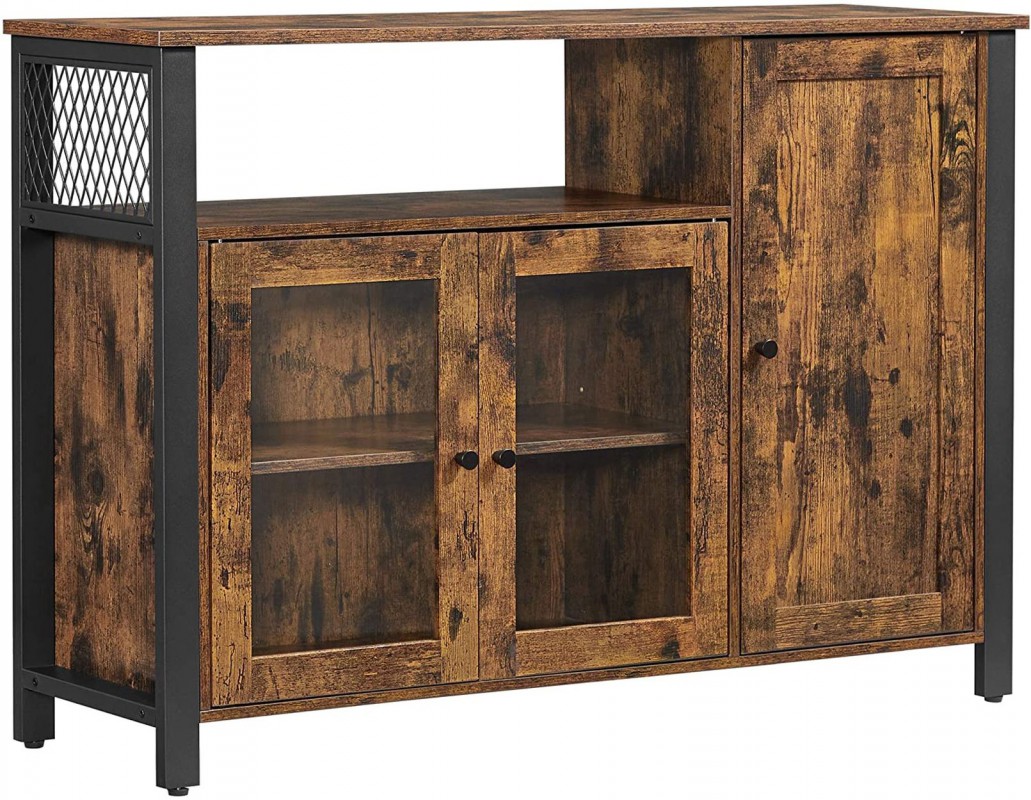 Kredens z przeszklonymi drzwiami brąz 110 cm LOFT