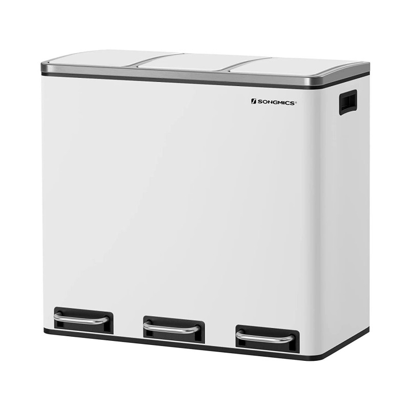 Biały kosz na śmieci 3 komory x 18 L