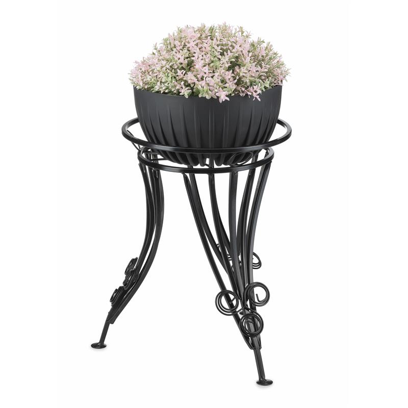 Dąstal Solidny Kwietnik na donicę metal CZARNY