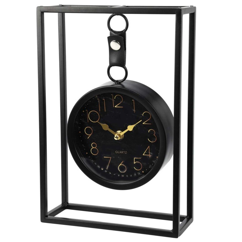 Zegar stołowy metalowy czarny 30 cm