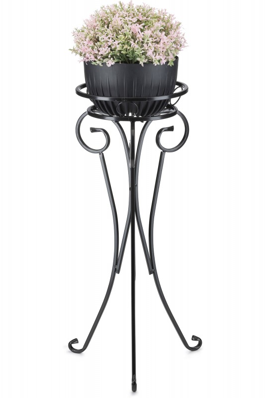 Dąstal Kwietnik metalowy na jedną donicę CZARNY