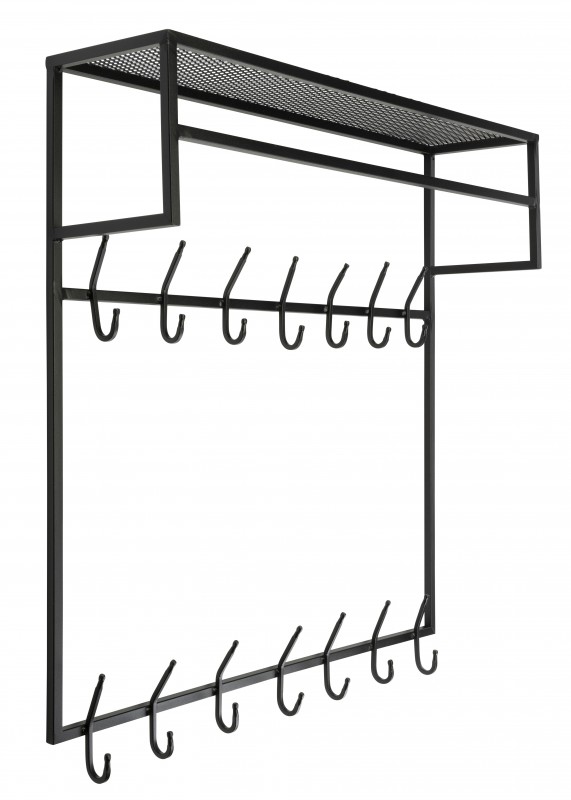 Duży wieszak ścienny z półką czarny