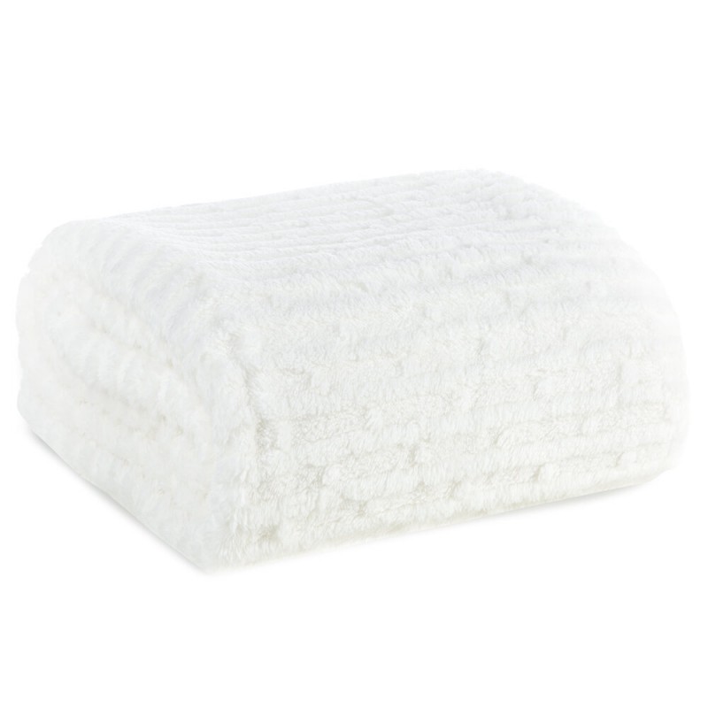 Koc LISA biały 70x160 wytłaczane pasy