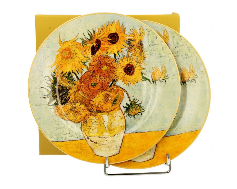 Komplet 2 talerzy deserowych Van Gogh Sunflowers