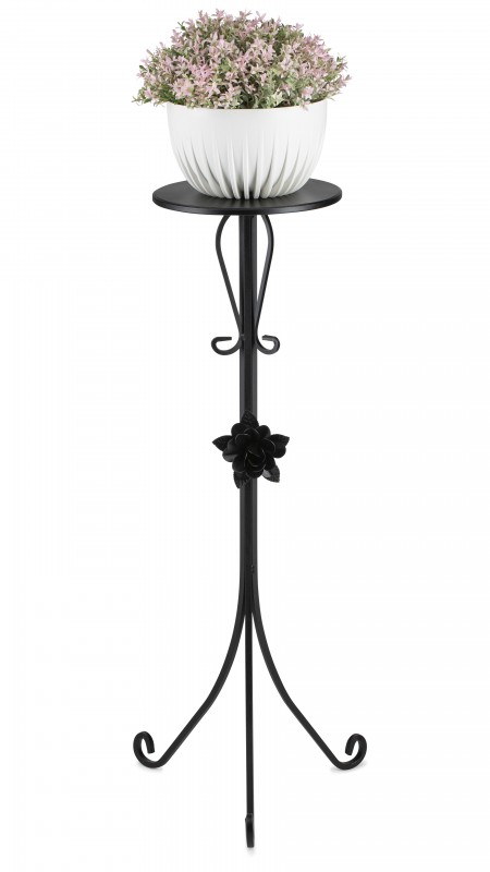 Kwietnik metalowy czarny z różą 95 cm