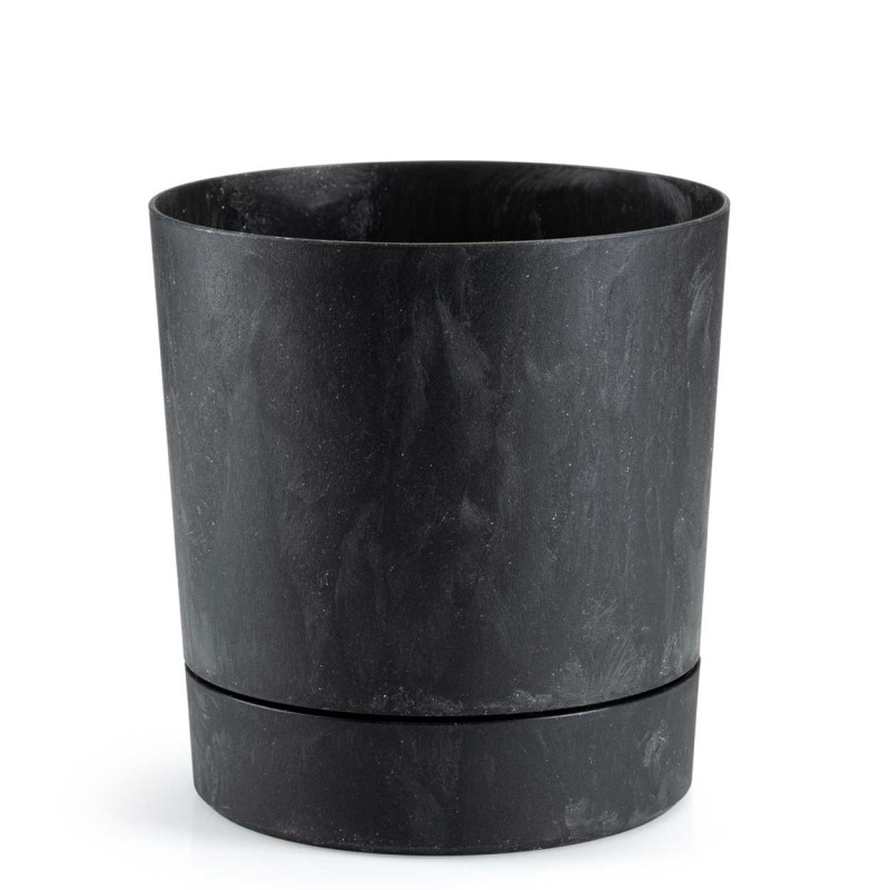 HowHomely Donica z podstawką Azalea recykling czarny beton 17,5 cm
