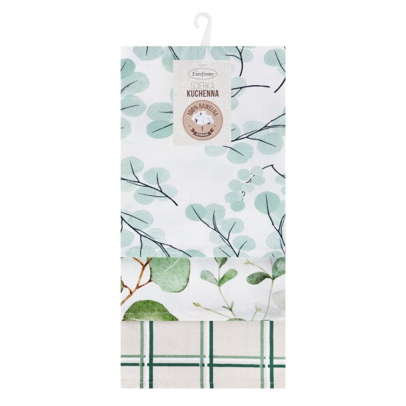 Komplet 3 ścierek CLOVER 50x75 wzór roślinny