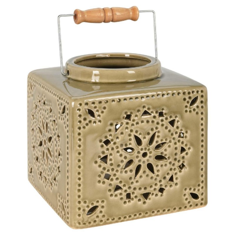 H&S Decoration Lampion ceramiczny – kolor oliwkowy 16 cm