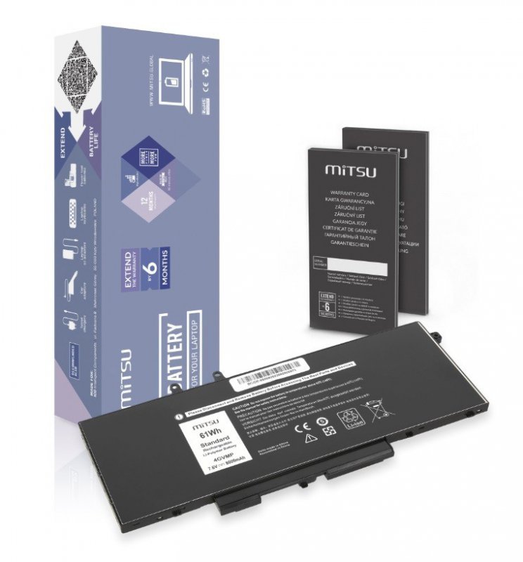 Mitsu Bateria 4GVMP do Dell Latitude 5400 5500 5510 8000 mAh (61 Wh) 7.6V (7.4V) BC/DE-5500