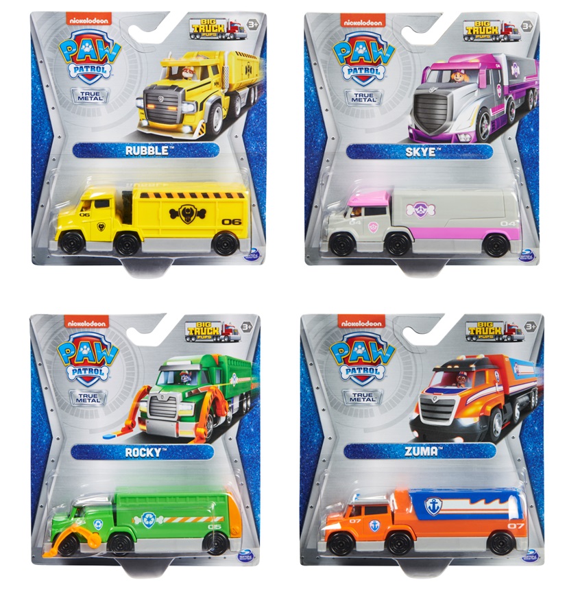 Paw Patrol Psi Patrol Big Truck Pups Die-Cast, auto ciężarowe blister 6063833 Spin Master Mix cena za 1 szt - model lub pojazd