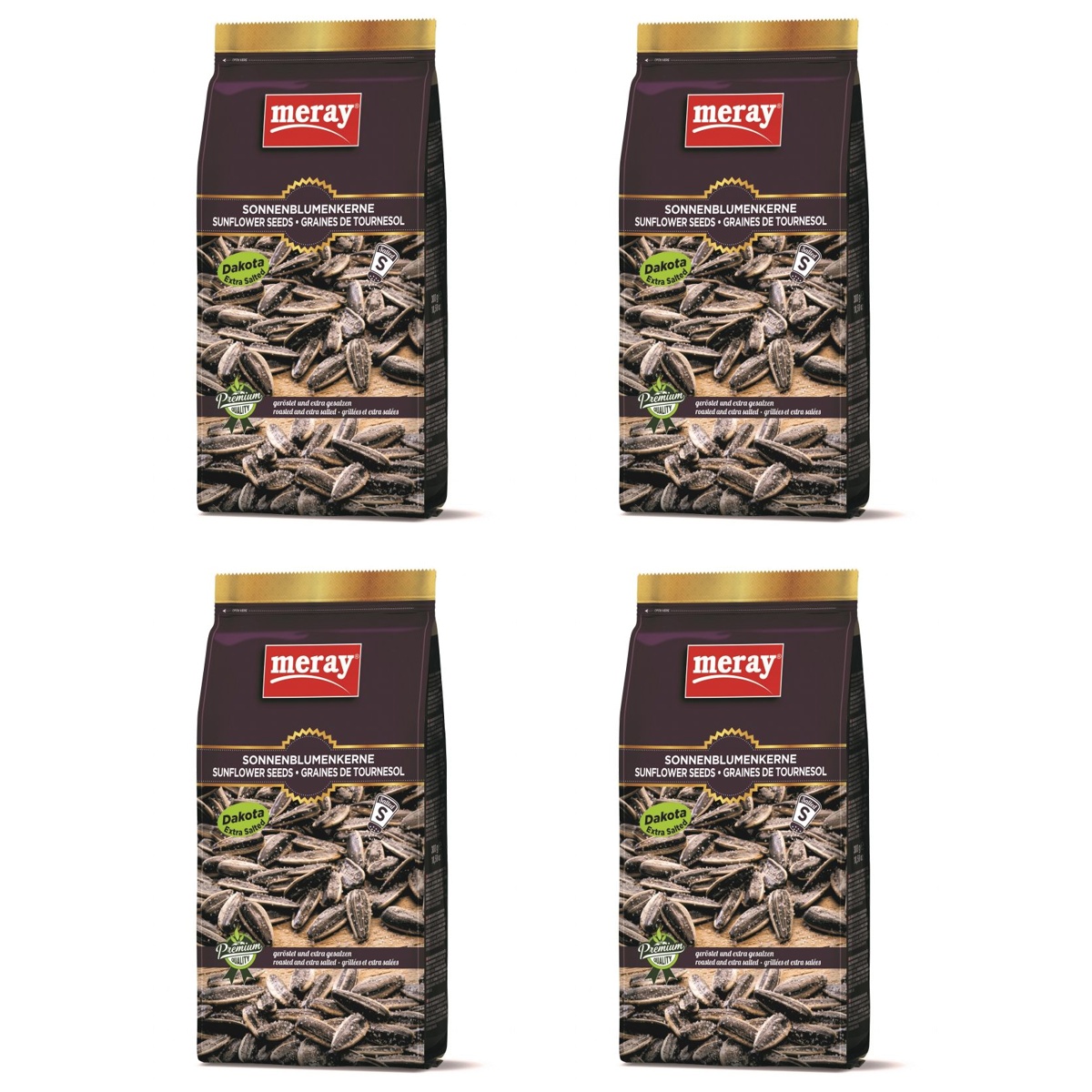 Meray Pestki słonecznika Dakota prażone i extra solone w łupinie Zestaw 4 x 250 g - żywność
