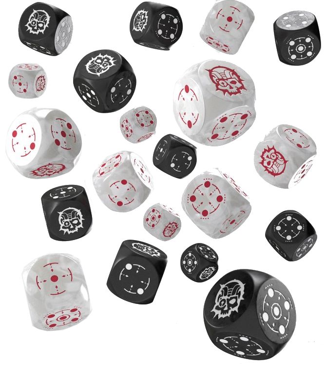 Crosshairs Compact D6, kości czarne i perłowe Q-Workshop - gra