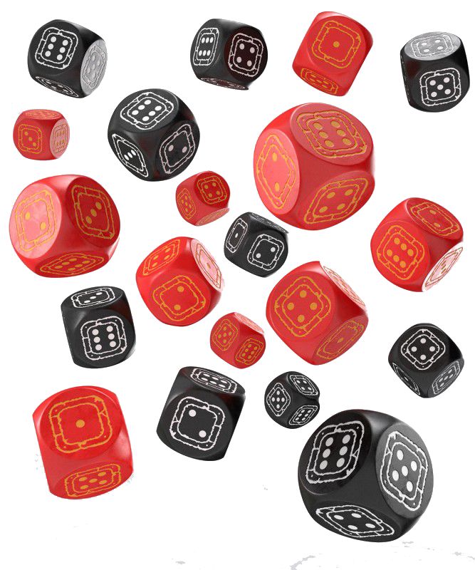 Fortress Compact D6, kostki do gry czarne i czerwone Q-Workshop - gra