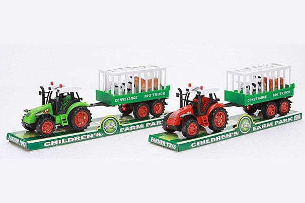 Traktor z przyczepą i zwierzętami Trifox - model lub pojazd