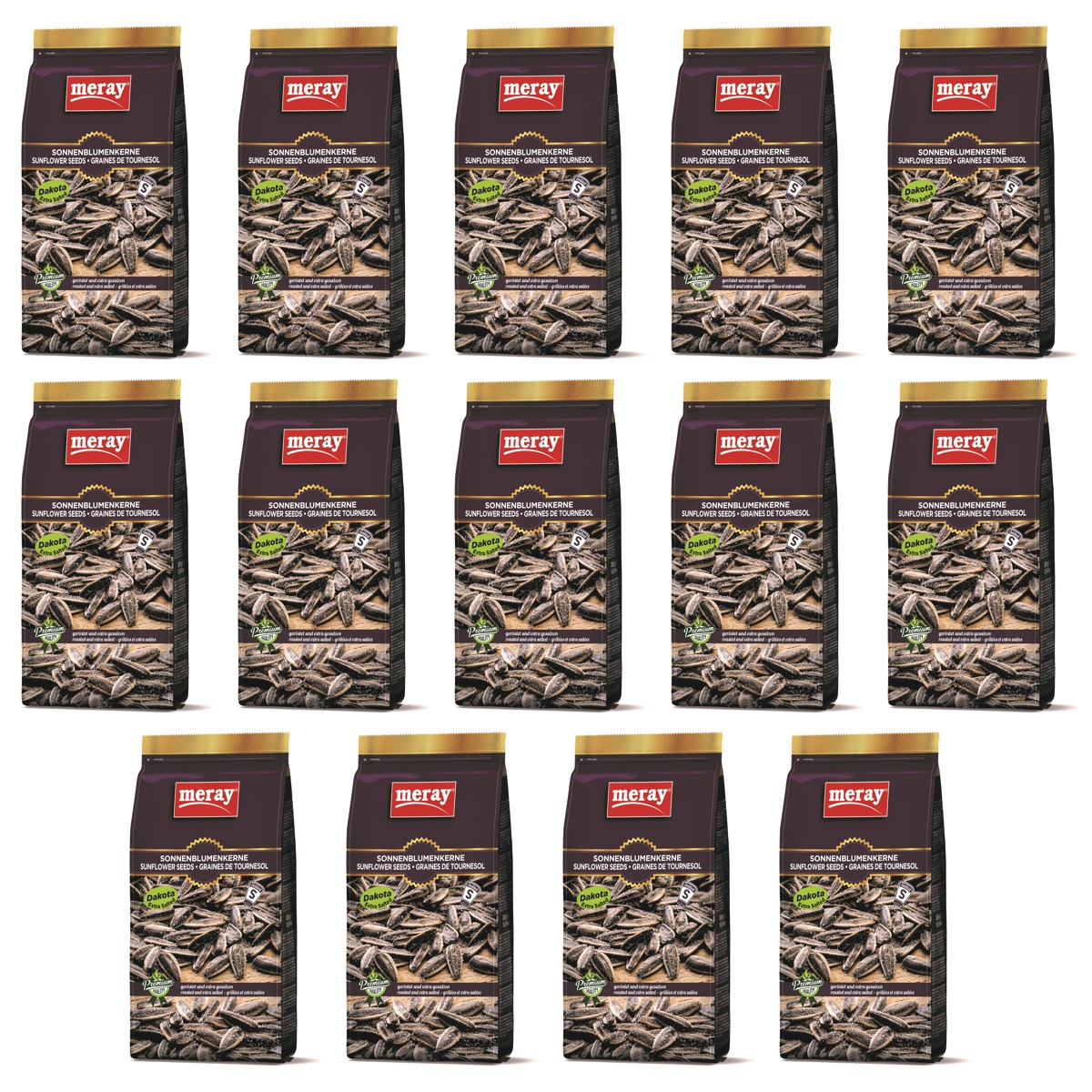 Meray Pestki słonecznika Dakota prażone i extra solone w łupinie zgrzewka 14 x 250 g - żywność