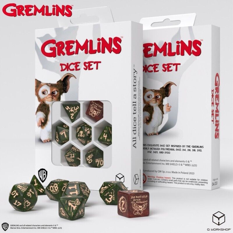 Gremlins Zestaw Kości RPG, zielone Q-Workshop - gra