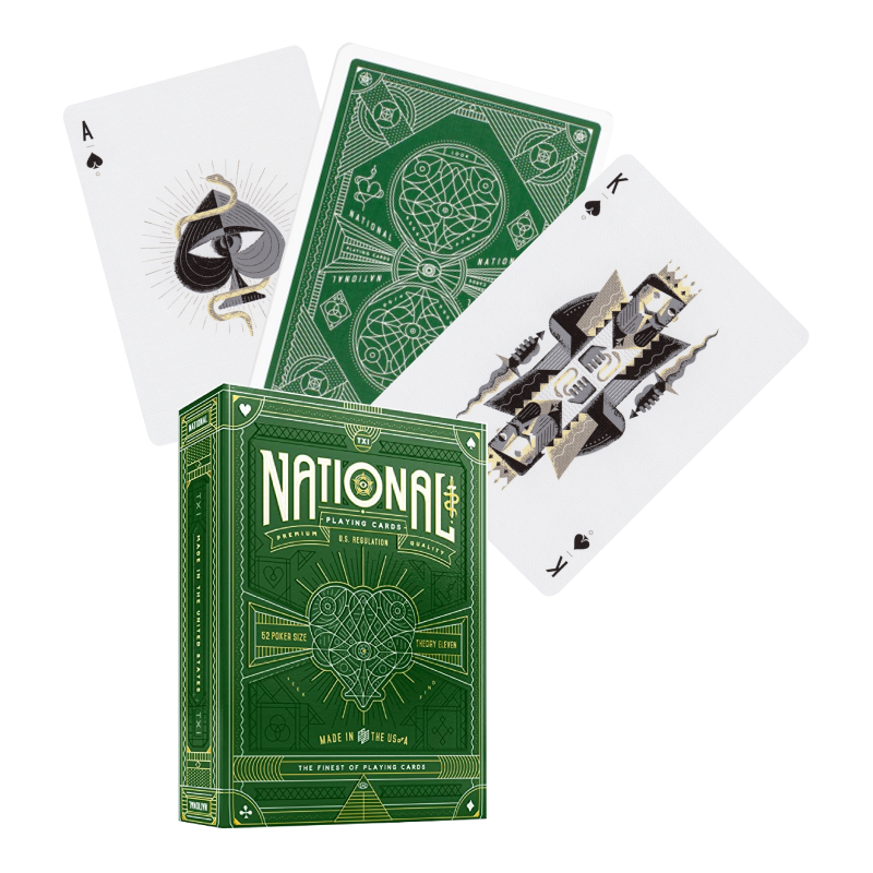Green National, karty do gry, zielone, złote Theory11 - gra