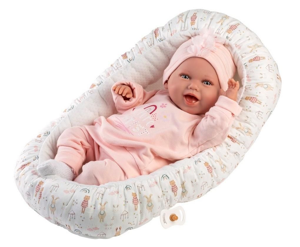 Lalka bobas Mimi śmiejąca się z kokonem 42cm Llorens