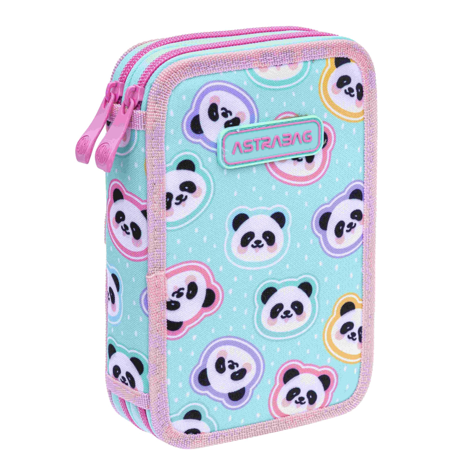 Piórnik podwójny bez wyp Astrabag Minty Pandas Ac2