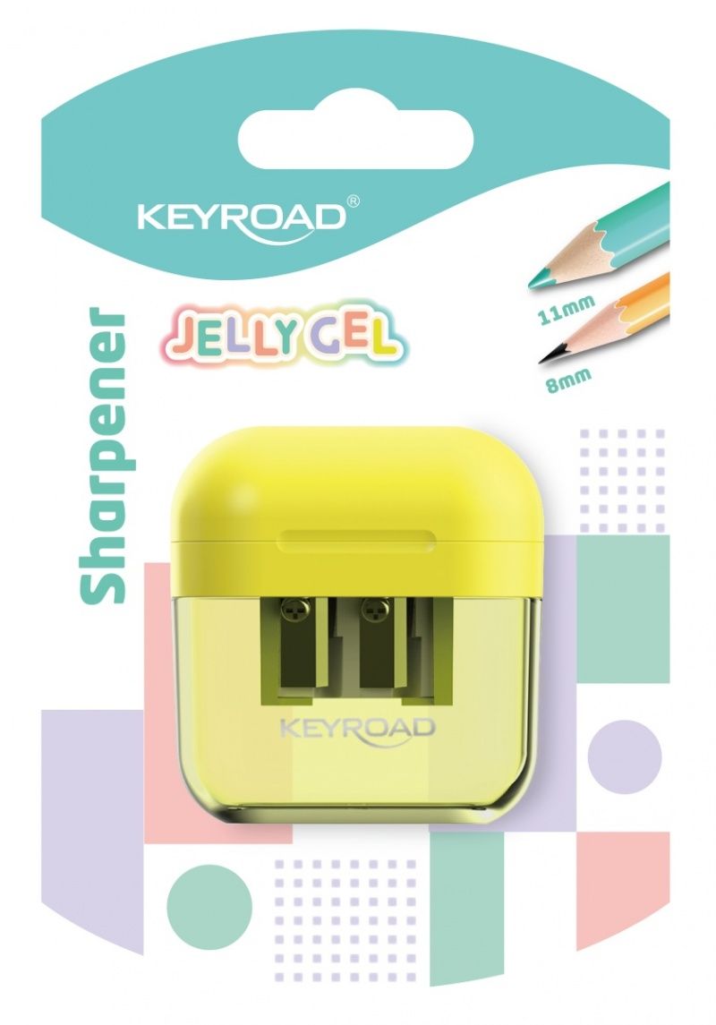 Temperówka plastikowa Keyroad Jelly Gel podwójna blister 1szt.mix