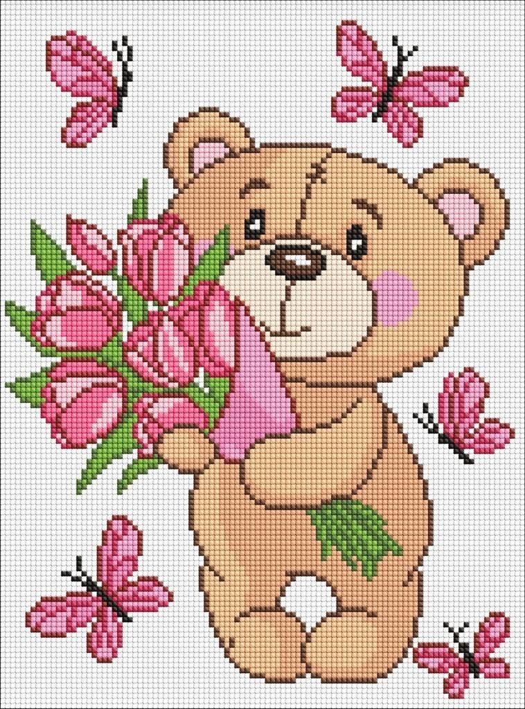 Diamentowa mozaika - Uroczy pluszowy miś 30x40cm Ideyka