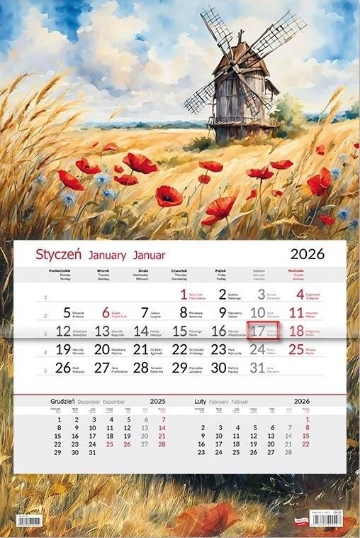 Kalendarz 2026 jednodzielny Młyn - kalendarz