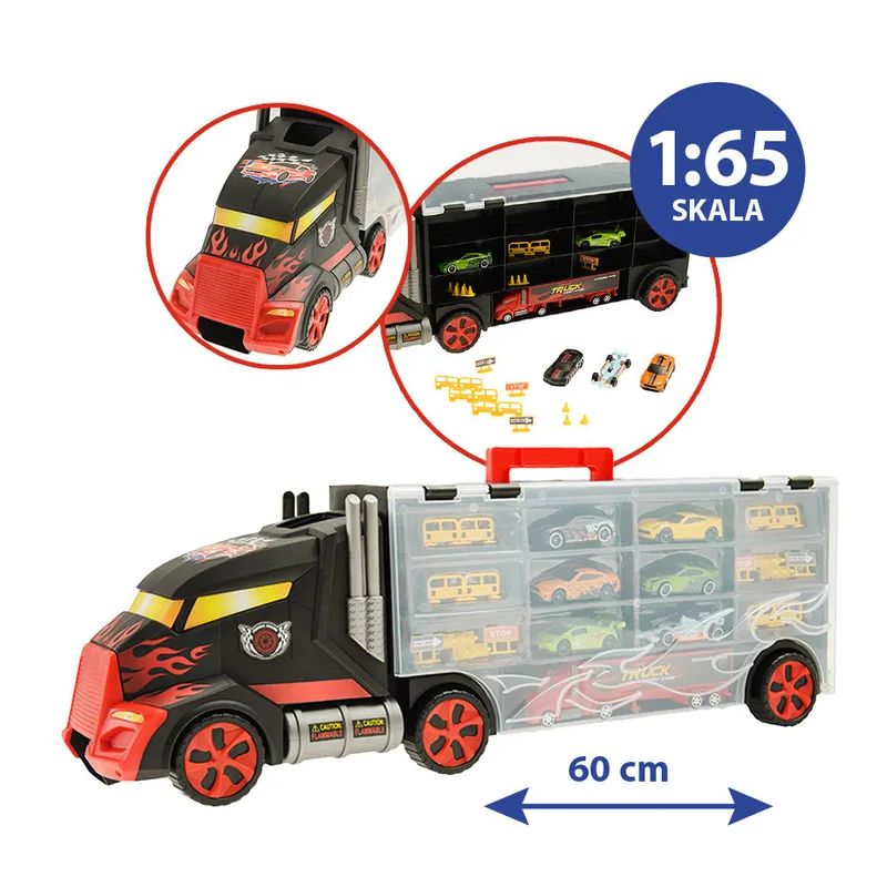 Transporter Z Garażem 6 Samochodzików + Akcesoria Smiki 3+ - zabawka