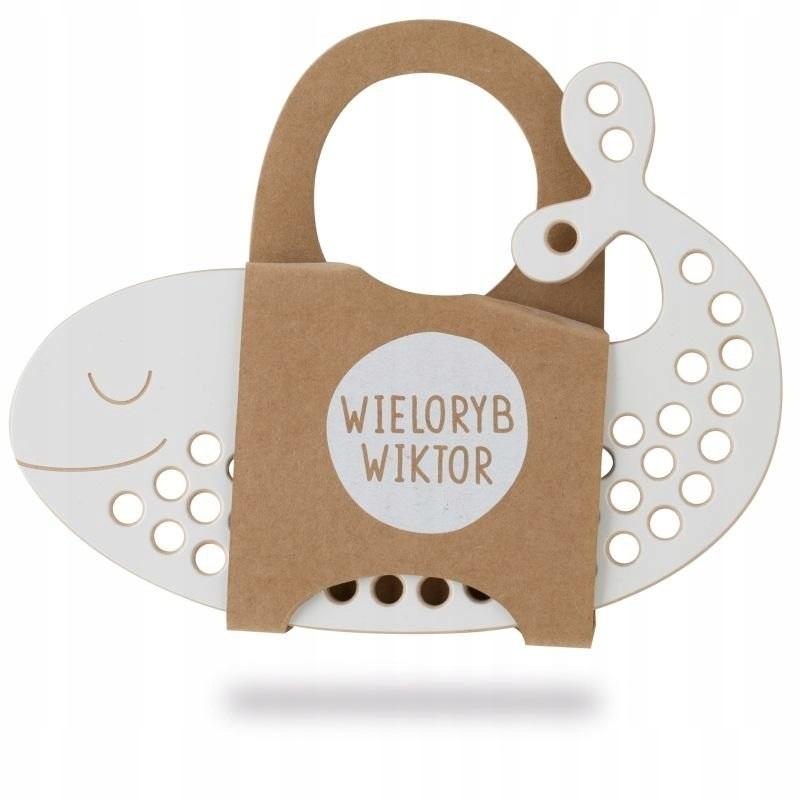 Wieloryb Wiktor.Drewniana przeplatanka Montessori Milin - zabawka