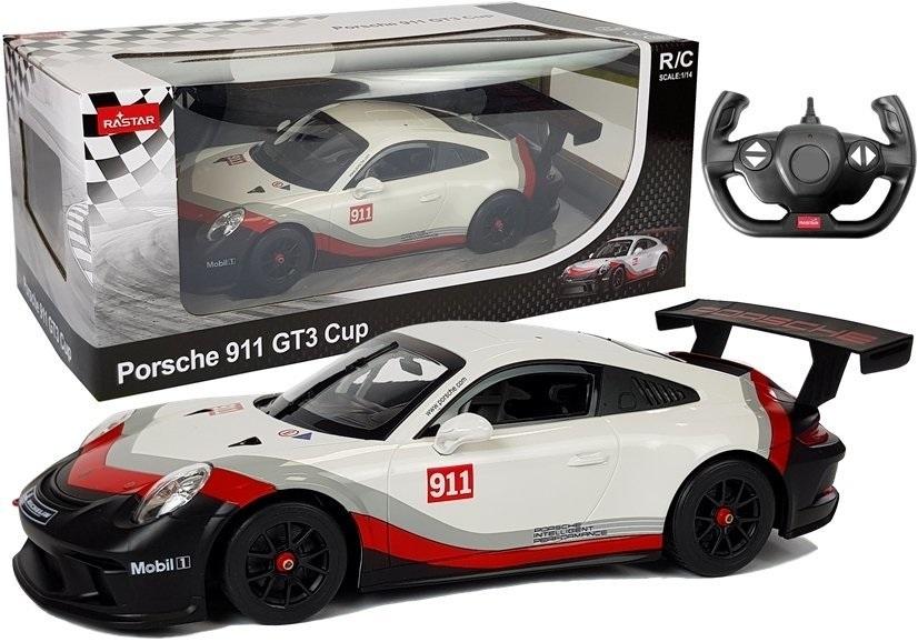Auto Rc Porsche 911 Gt3 Cup Rastar 1:14 białe Leantoys - model lub pojazd