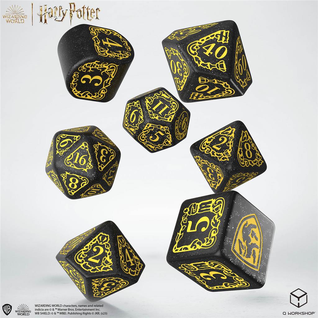 Harry Potter Hufflepuff, Zestaw nowoczesnych kości, czarne Q-Workshop - gra