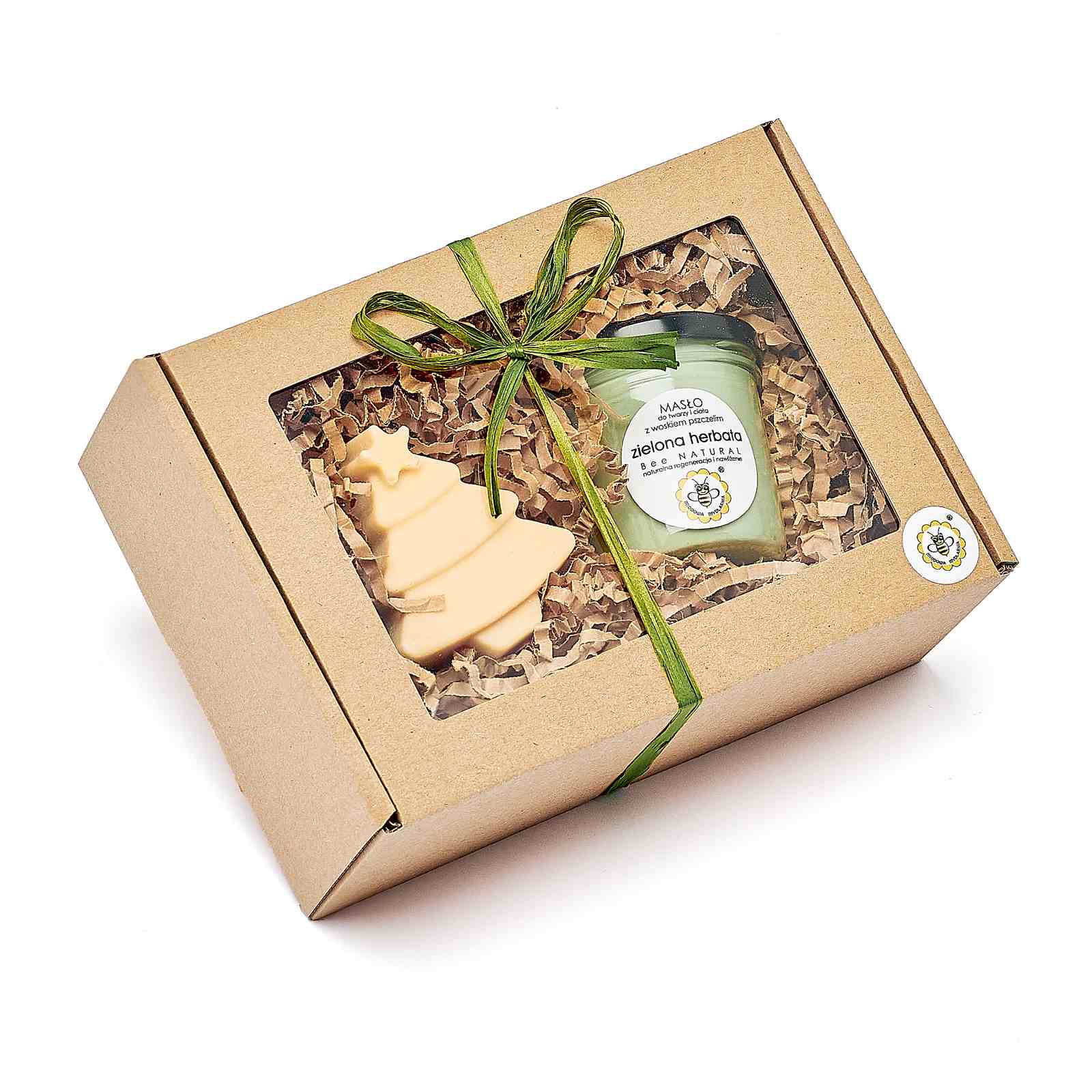 Miodowa Mydlarnia Zestaw: mydło Choinka + masło Zielona Herbata 75 g + 65 g