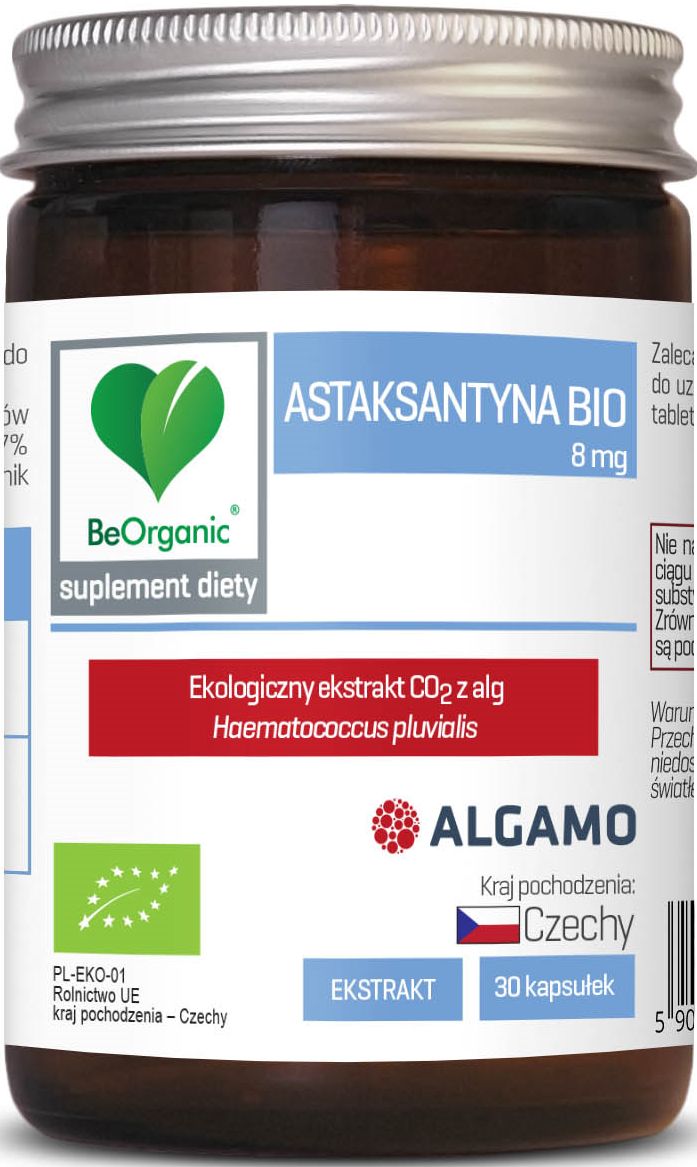 Be Organic Astaksantyna ekstrakt 8 mg Suplement diety 30 kaps. Bio - suplement