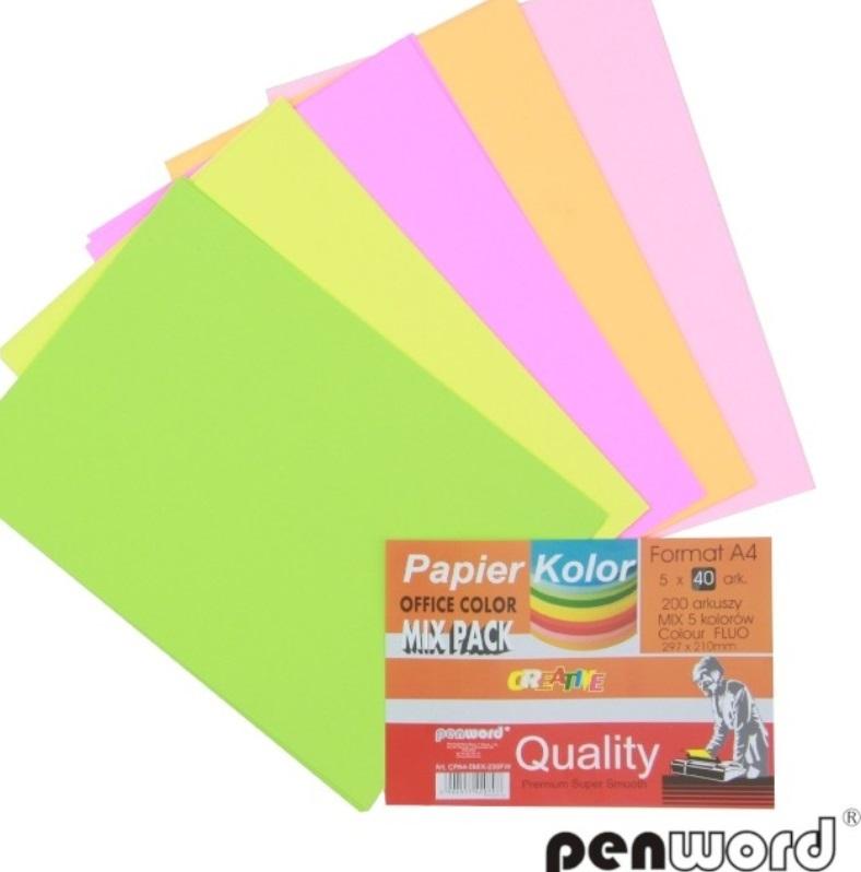 Penword Papier kolorowy A4 5x40 arkuszy - artykuł papierniczy