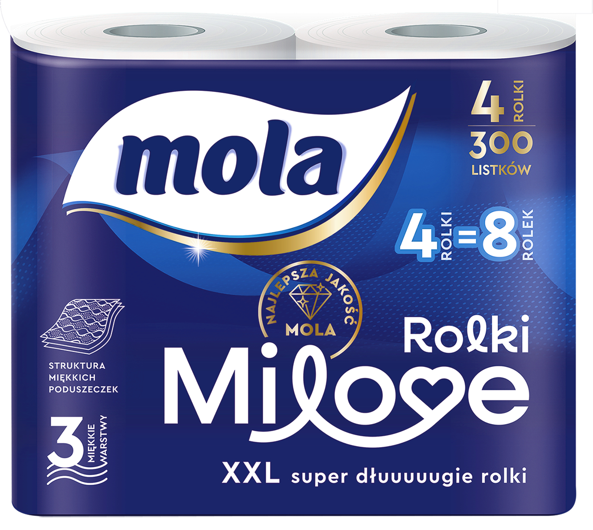 Mola Milove Papier toaletowy 3-warstwowy 4 szt. - artykuł higieniczny