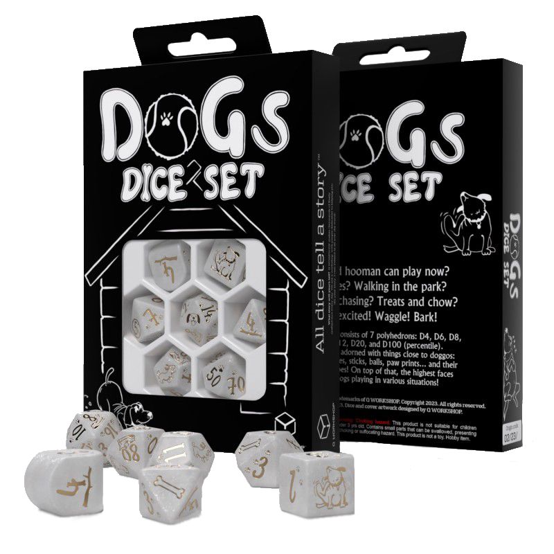 Dogs Dice Set Charlie, kości do gry, błyszczący biały Q-Workshop - gra