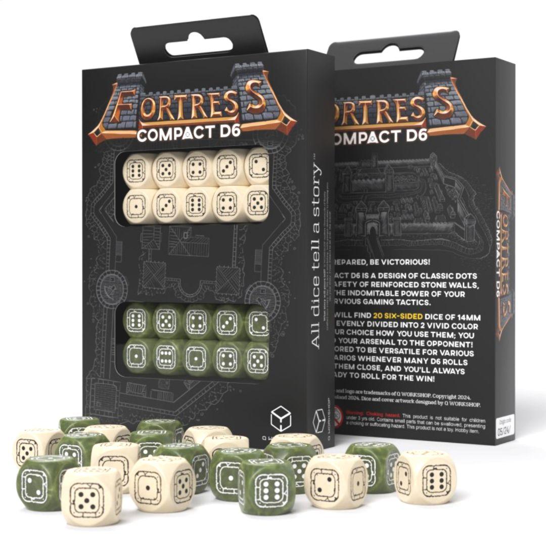 Fortress Compact D6, kostki beżowe i oliwkowe Q-Workshop - gra