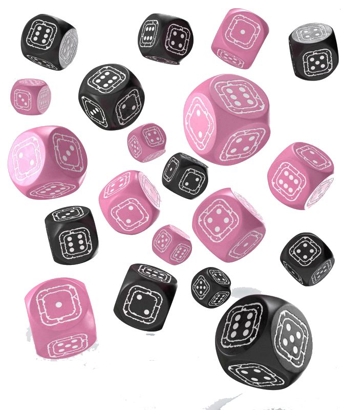 Fortress Compact D6, kostki, czarne i różowe Q-Workshop - gra