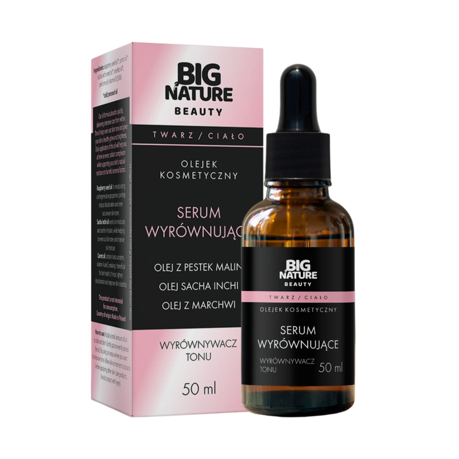 Big Nature Serum Wyrównujące wyrównywacz tonu (olej z pestek malin, sacha inchi, marchwi) 50 ml