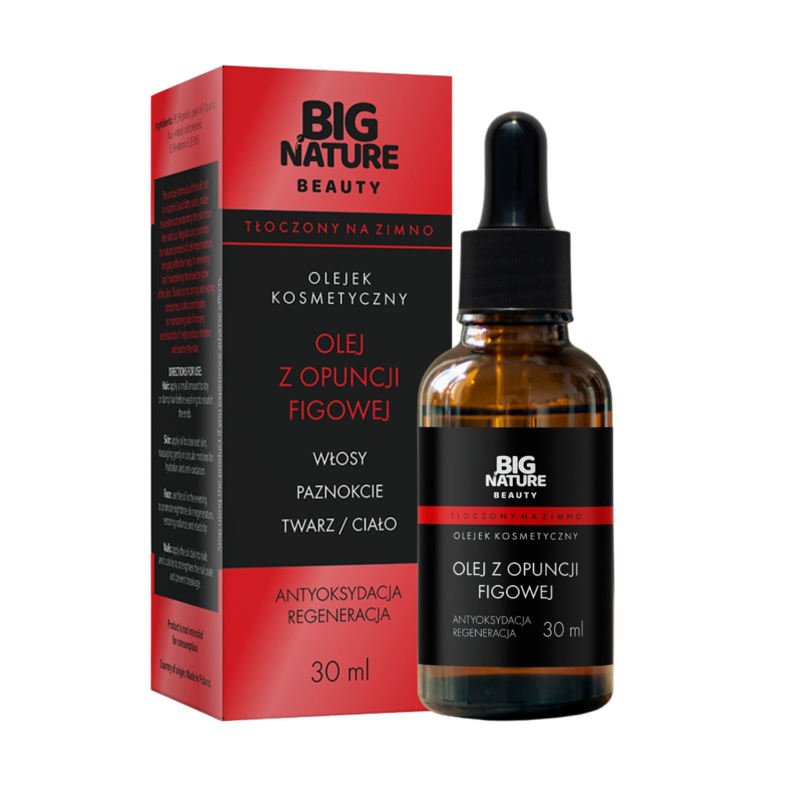 Big Nature Olejek z opuncji figowej tłoczony na zimno nawilżający 30 ml - olej kosmetyczny