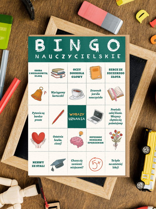 Karnet okolicznościowy dla nauczyciela Bingo - gadżety