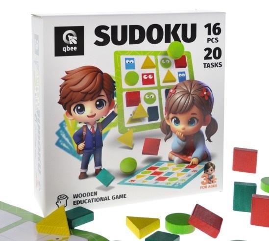 Dra drewniana Sudoku geometryczne 16el Qbee - gra