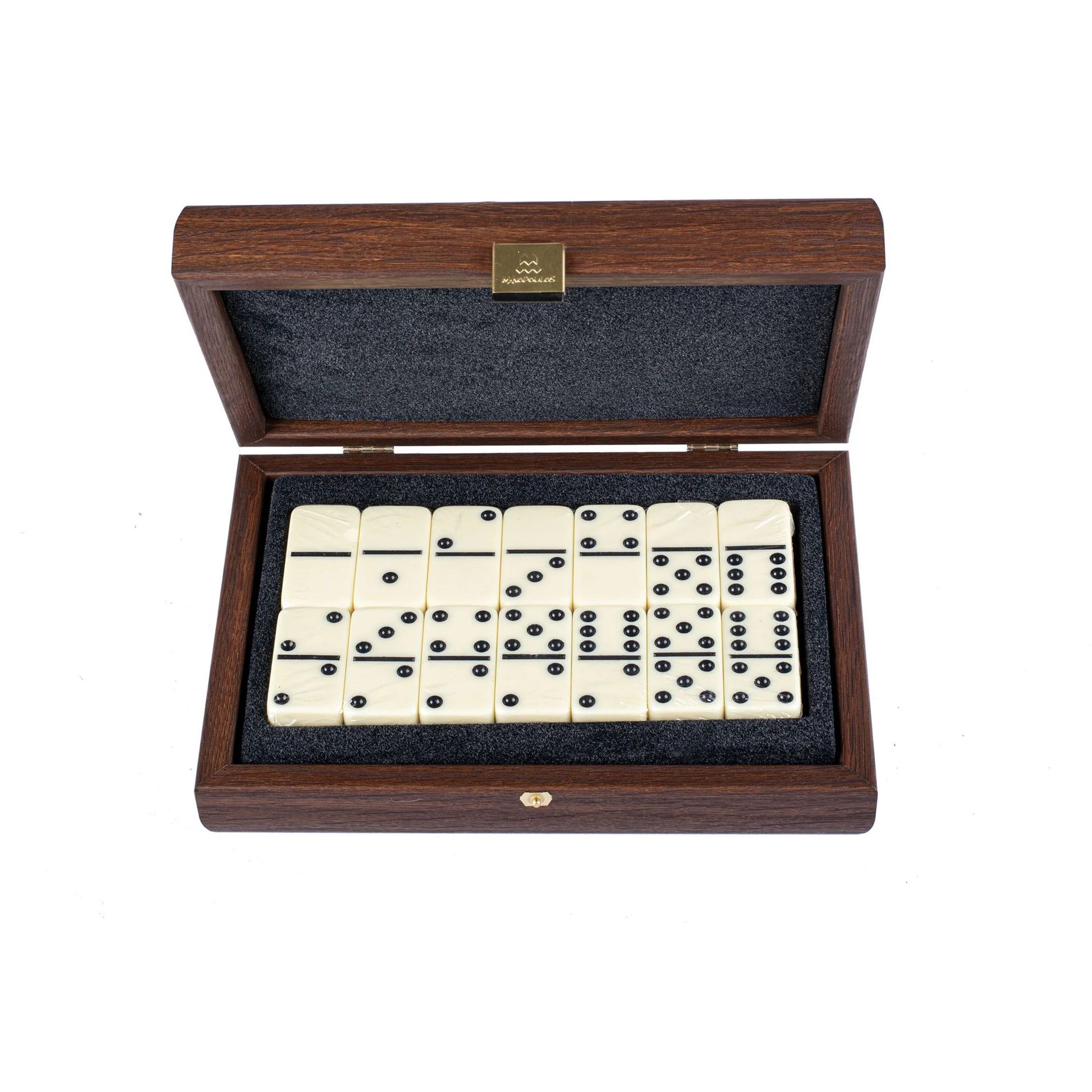 Luxury Domino Set, drewniane domino, ciemny orzech Manopoulos - gra