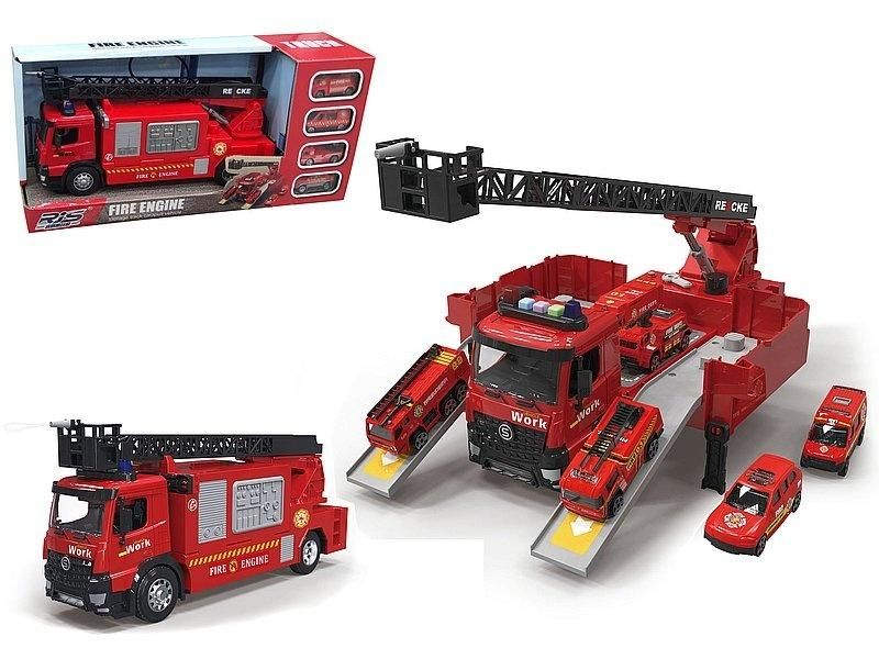 Auto straży pożarnej z rozkładaną naczepą Adar - model lub pojazd