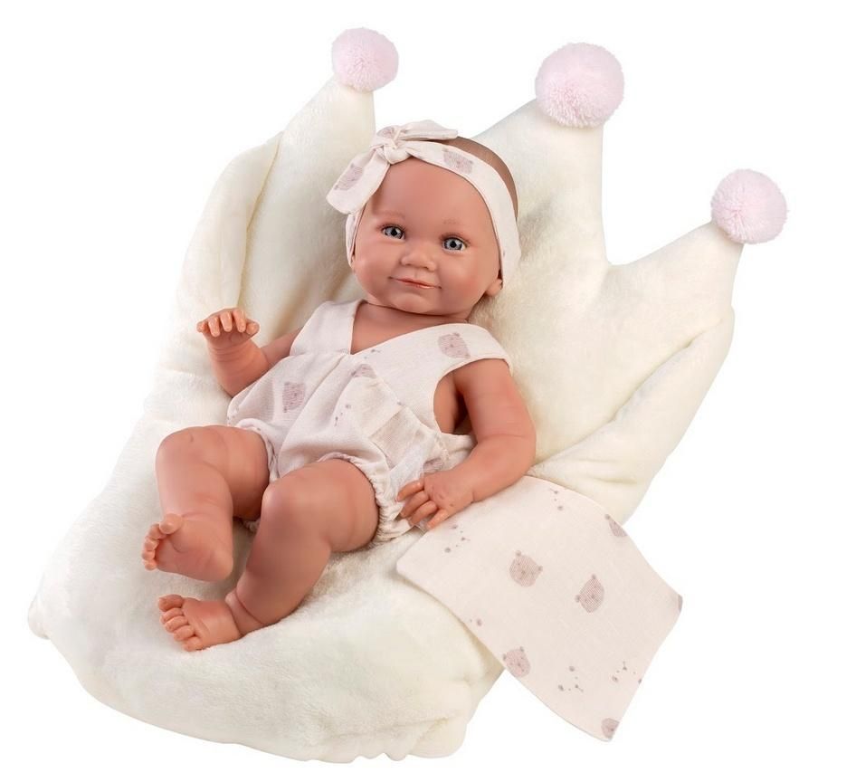 Lalka winylowa bobas Nica w białym śpiworku 40cm Llorens