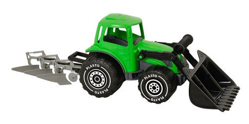 Traktor z ładowaczem i pługiem 52cm zielony Plasto - model lub pojazd