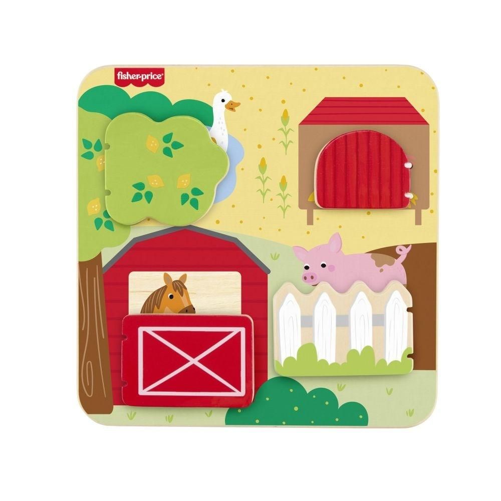 Puzzle Fisher-Price Drewniana tablica ze zwierzątkami Mattel - puzzle