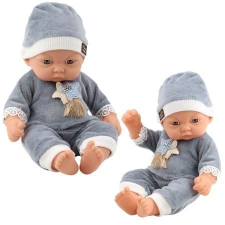 Lalka bobas w szarej piżamce Leantoys